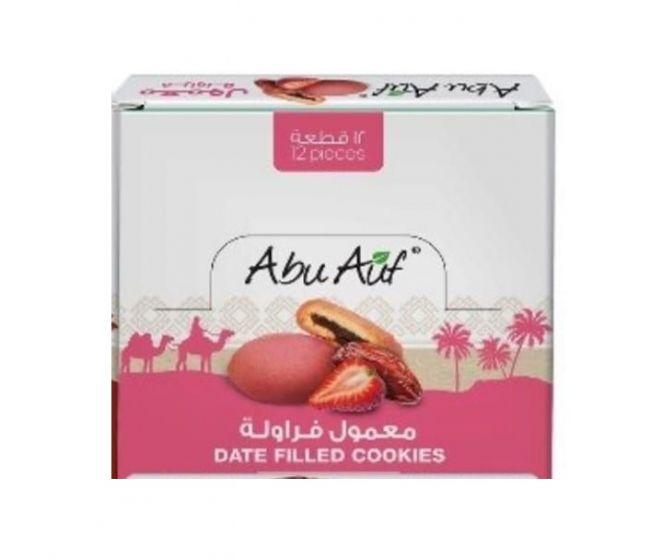 معمول بالتمر مغطى بالفراوله ابوعوف 25 جم × 12 قطعه ×12 علبه